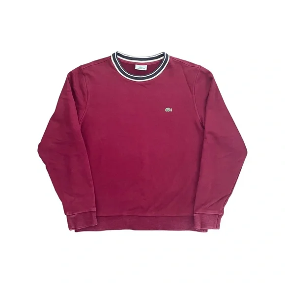 Lacoste Long Sleeve Sweater Mens M Burgundy Red Croc Crewneck Pullover Preppy - Picture 1 of 11